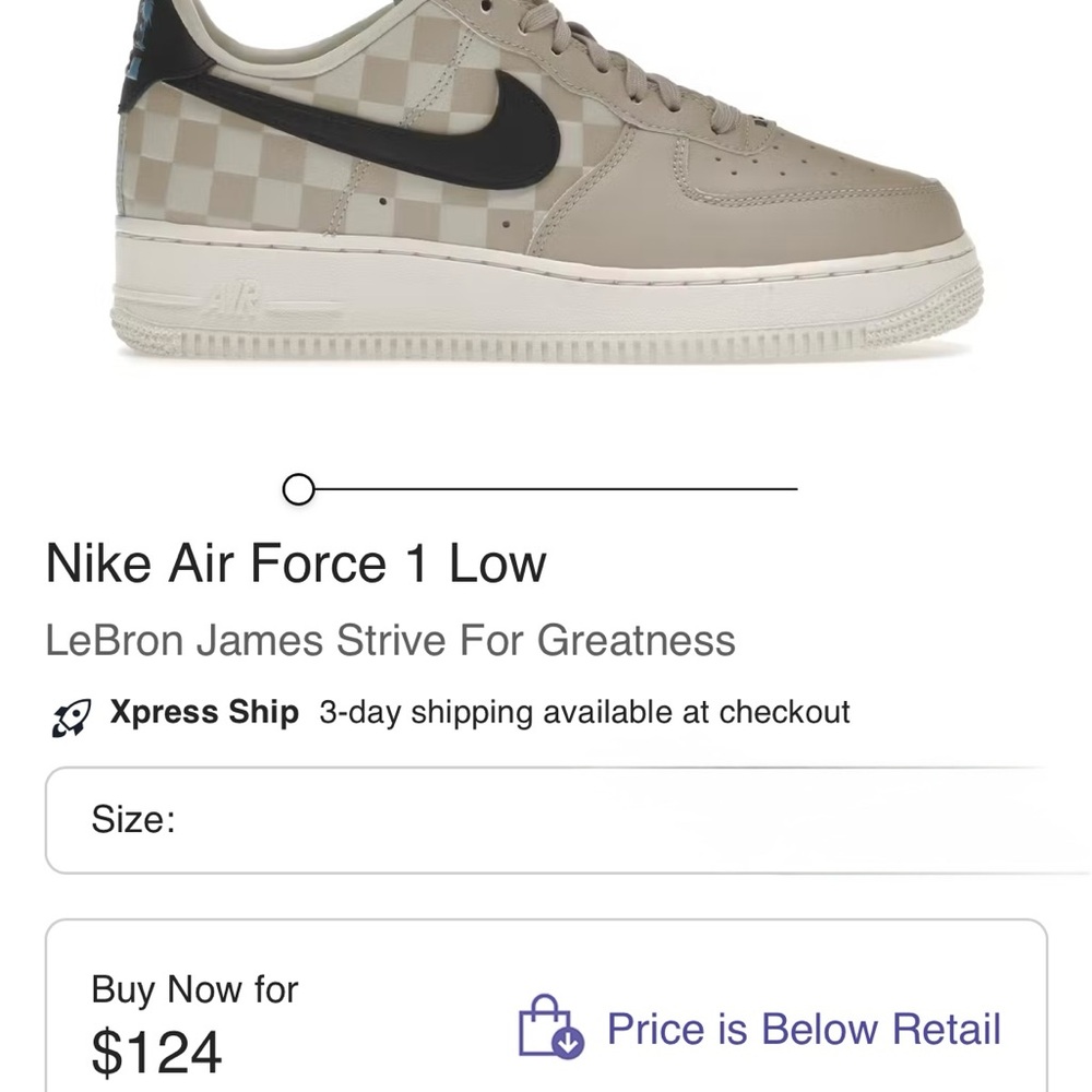 Nike Air Force 1 '07 QS in Cream and Black checker. Unisex. Men’s 6 women’s 7.5
